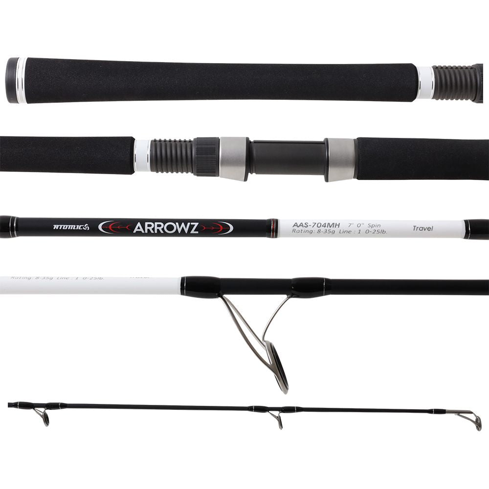 Atomic Arrowz Travel Spin Rod-Rod-Atomic-AAS-704M 7', 4 pc, 10 - 25lb-Fishing Station