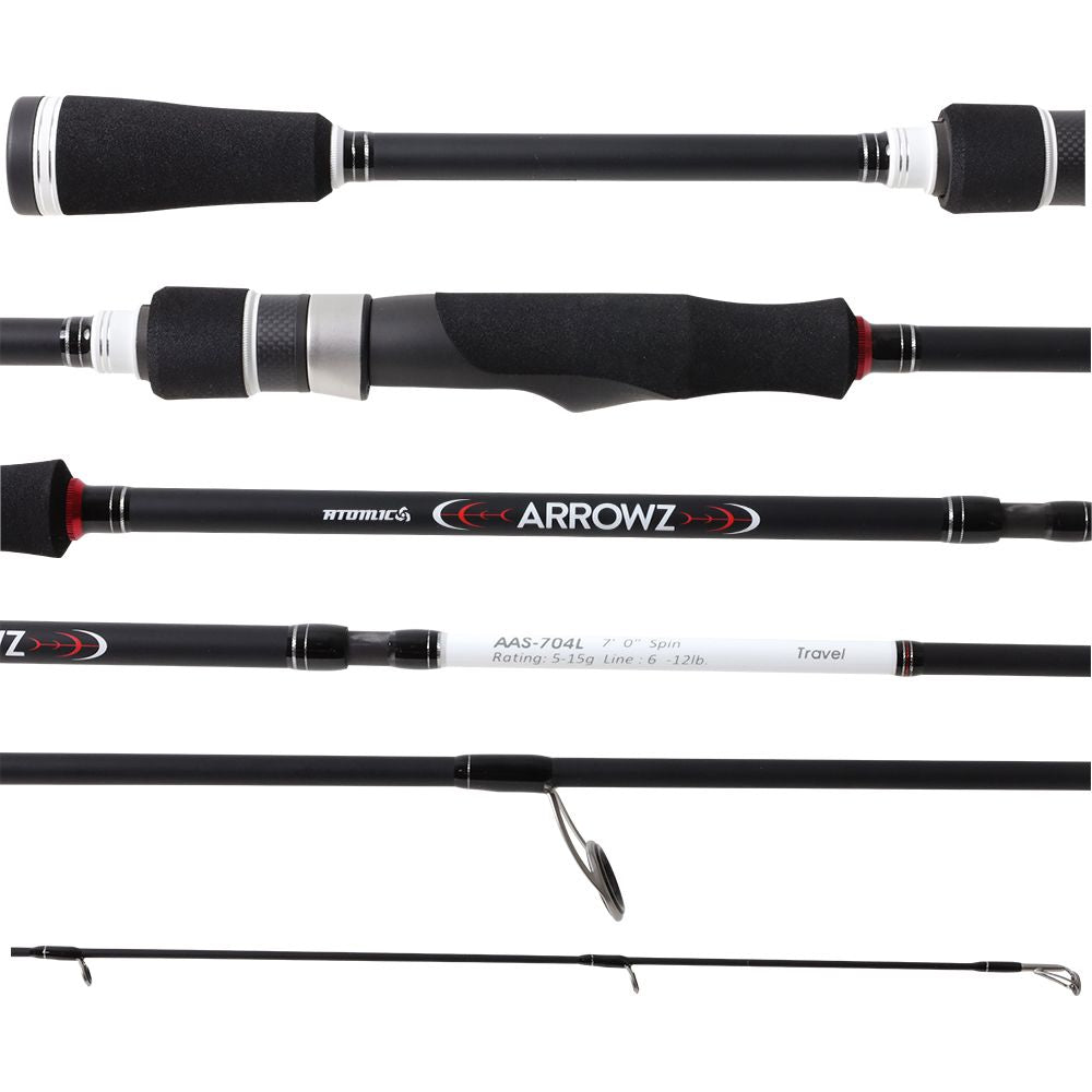 Atomic Arrowz Travel Spin Rod-Rod-Atomic-AAS-704L 7', 4 pc, 6 - 12lb-Fishing Station