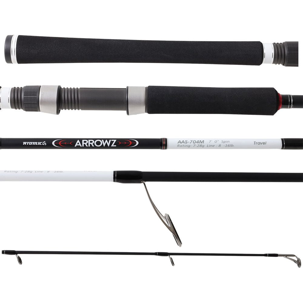 Atomic Arrowz Travel Spin Rod-Rod-Atomic-AAS-704M 7', 4 pc, 8 -16lb-Fishing Station