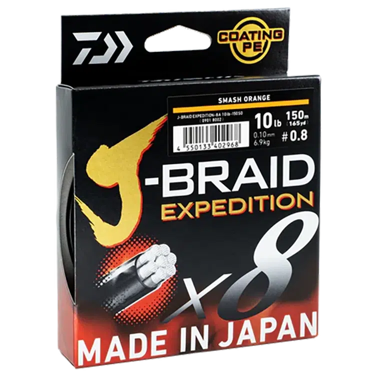 Daiwa J Braid Expedition x8 - 500m-Line - Braid-Daiwa-Orange-#4 50lb-Fishing Station