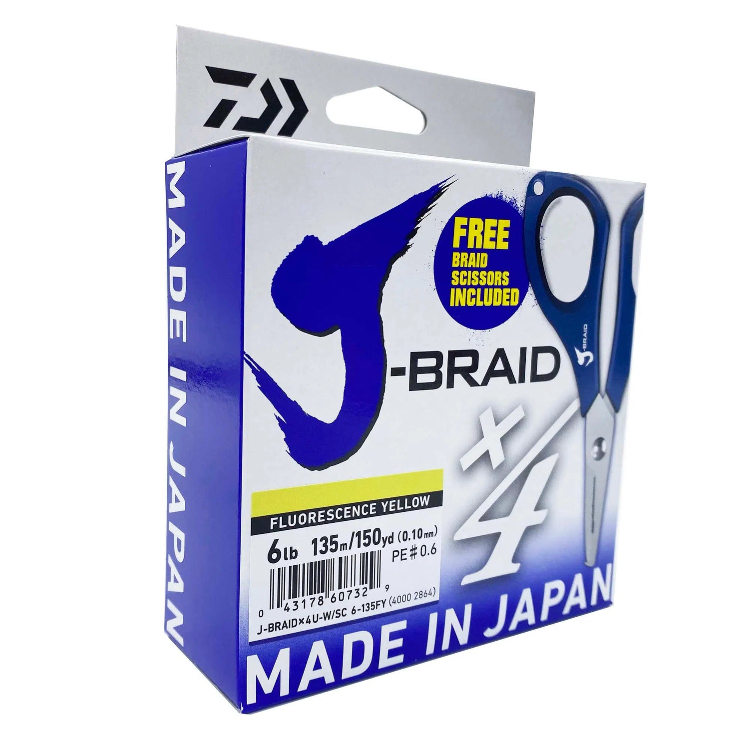 Daiwa J-Braid x4 Yellow Line with free Braid Scissors