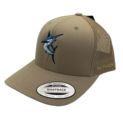 Fishing Station 6606 Classic Retro Trucker Hat-Hats & Headwear-Fishing Station-Khaki - Blue Marlin-Fishing Station