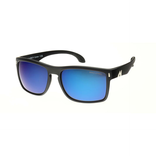 Mako Polarised Sunglasses - GT XL-Sunglasses-Mako-Mt Blk Glass Brown Blue Mirror (9615-M01-G1HR6)-Fishing Station