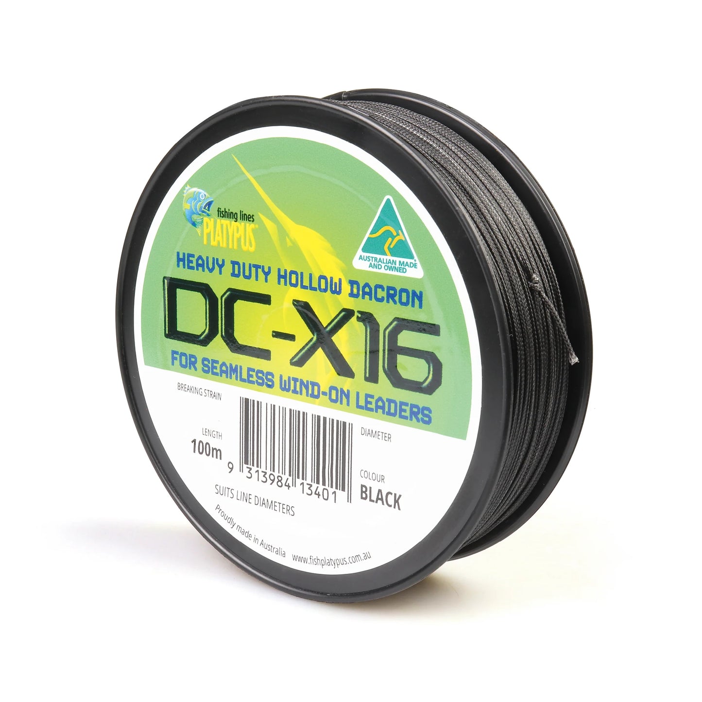 Platypus DC-X16 Hollow Dacron - 100m-Line - Dacron-Platypus-60lb-Black-Fishing Station