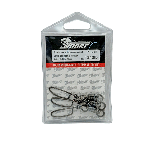 Sabre Stainless Steel Tournament Ball Bearing Snap Swivels-Terminal Tackle - Swivels & Snaps-Sabre-#3 120lb-Fishing Station