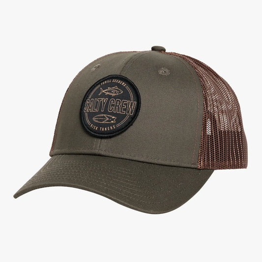 Salty Crew Outline Retro Trucker Hat-Hats & Headwear-Salty Crew-Moss-Fishing Station