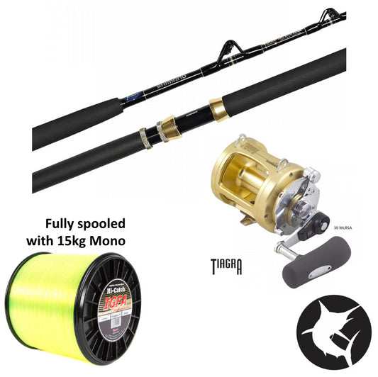 Shimano TCurve Tiagra 15kg SU / Tiagra 30WLRSA Game Fishing Combo-Combo - Blue Water-Fishing Station-Fishing Station